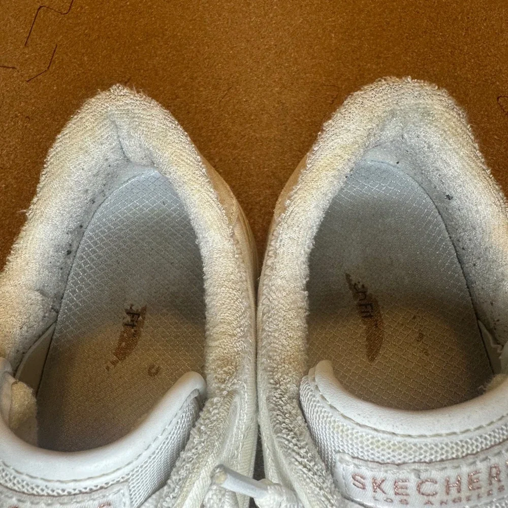 Skechers Los Angeles Arch Fit White Rose Gold Sneakers 177190W Womens 9.5 Wide